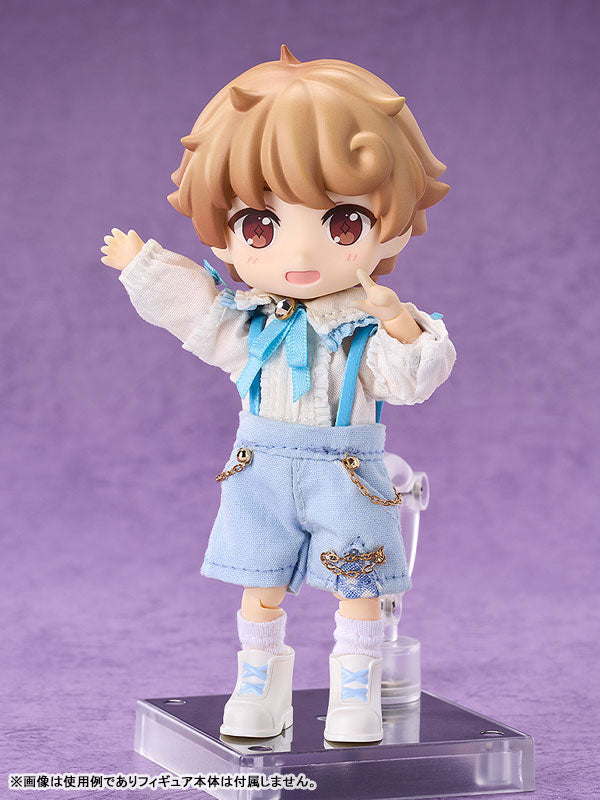 Conjunto de ropa para muñeca Nendoroid con pantalones cortos y tirantes (blanco y azul)