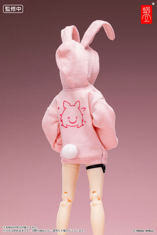 Disfraz de GNPROJECT con capucha y orejas de conejo (rosa), pantuflas de conejo (blancas) (accesorio para muñeca)