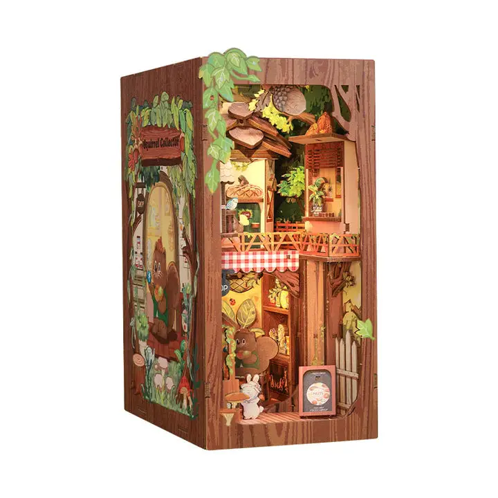 Miniature Dollhouse Squirrel Collector Wooden Handmade Kit
