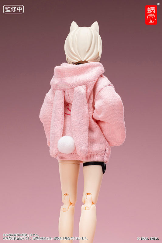 G.N.PROJECT Option Costume Bunny Ear Hoodie (Pink), Bunny Slippers (White) (DOLL ACCESSORY)